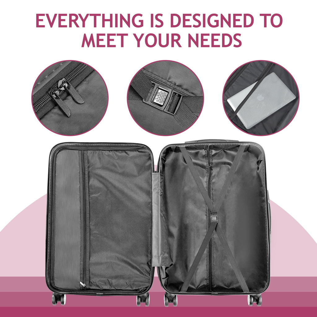 Zimtown 3 Piece Nested Spinner Suitcase Luggage Set With TSA Lock Royal Blue