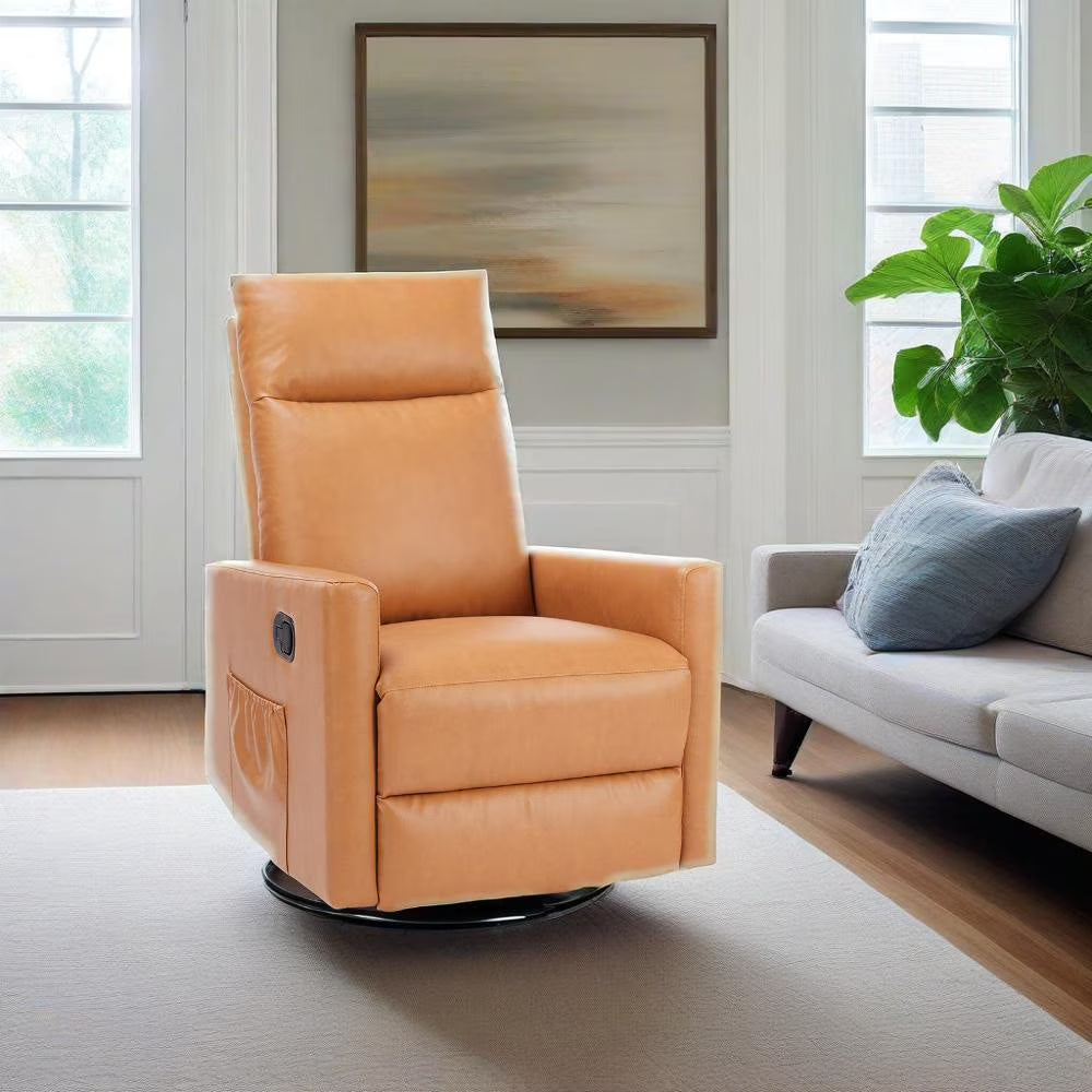 Recliner Message Chair with Footrest, Swivel Rocking Glider, High Back Upholstered Deep Seat for Living Room, Grey