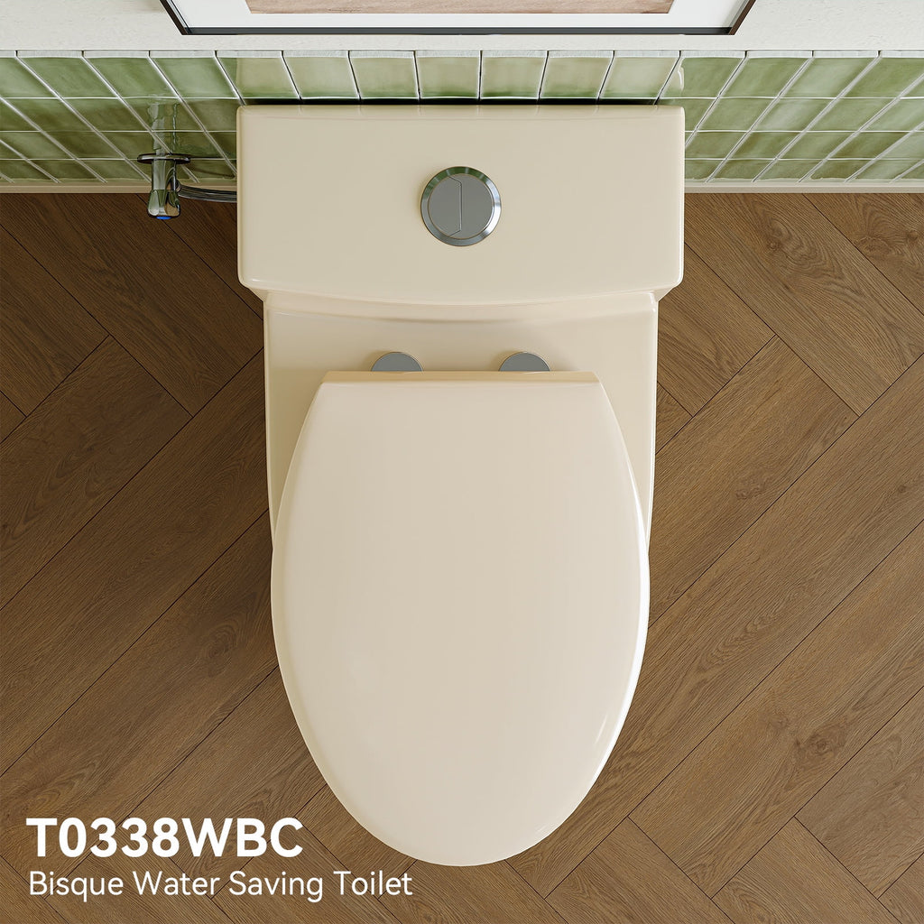 HOROW Compact One Piece Toilet with Comfort Seat ADA Height 17.3" Elongated Dual Flush 0.8/1.28 GPF