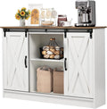 Catrimown Farmhouse Coffee Bar Cabinet , 42”  Buffet Sideboard Cabinet with Sliding Door, Sideboard Storage Cabinet, White