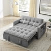 55.5" Modern Velvet Pull Out Sleep Sofa Bed,Convertible 2 Seater Loveseats Sofa Couch with Side Pockets, Velvet Sleeper Bed with Adjsutable Backrest and Lumbar Pillows for Small Space(Beige)