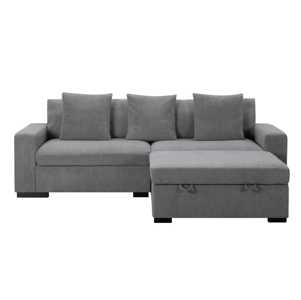 Gewnee 103.5-Inch Modular Corduroy Sofa Set with Solid Wood Legs, High-Density Foam, Suitable for Living Room/Bedroom/Office