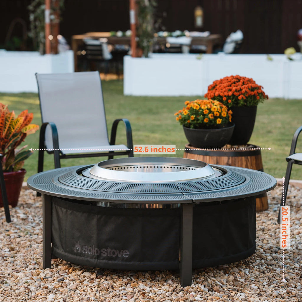 Solo Stove Fire Pit Surround Tabletop, Small | Elevation for Ranger and Bonfire Wood burning Outdoor Fire Pit, Powder-Coated Steel/ UV-Resistant Outdoor Fabric, Dimensions (HxDia): 20 x 42 in, Black