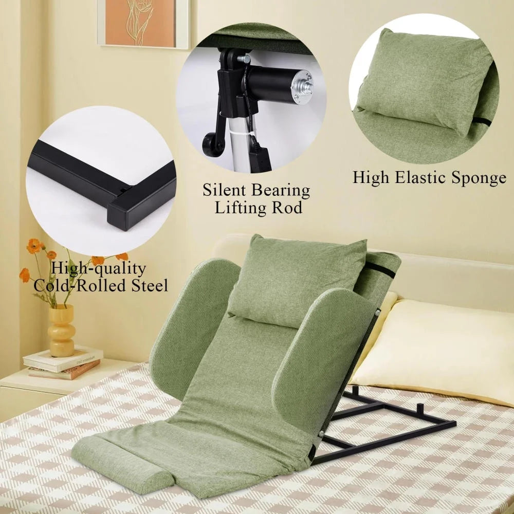Adjustable Power Lifting Bed Backrest for Elderly Patient Injured, Sit-up Back Rest Chair for Neck Lumbar Back Support, Electric Lifting Backrest for Bed (Gray)