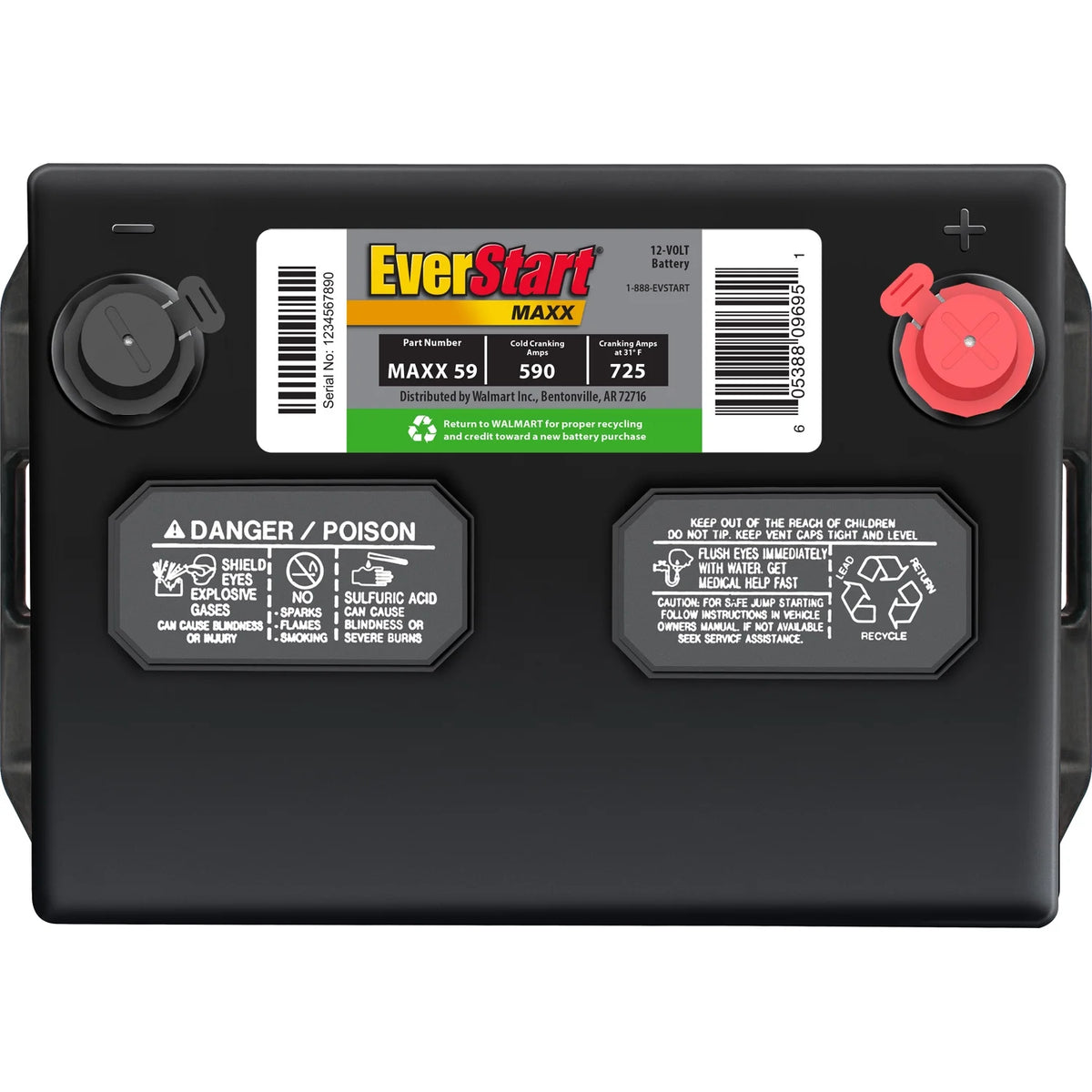 EverStart Maxx Lead Acid Automotive Battery, Groups Size 59 12 Volt, 590 CCA