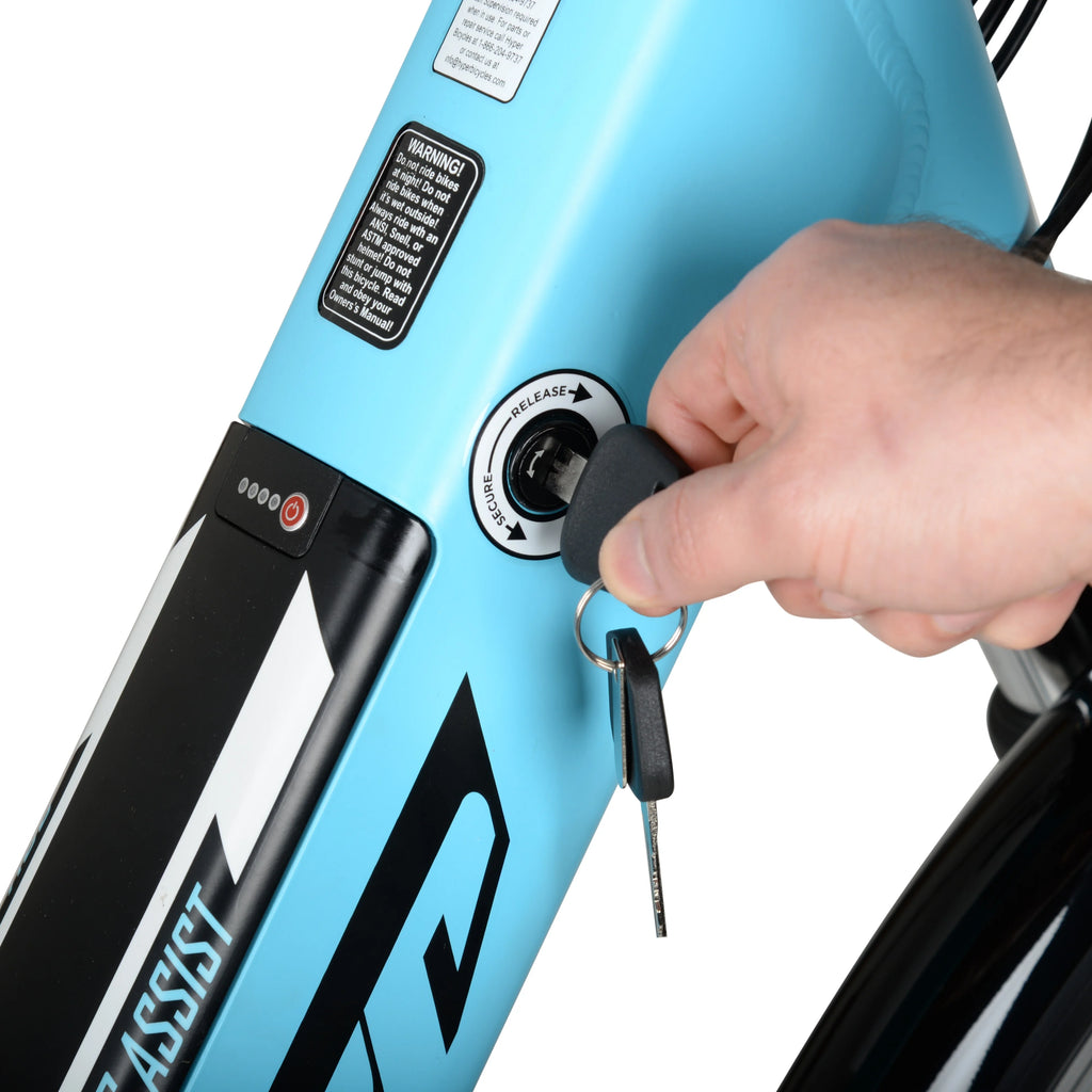 Hyper Bicycles E-Ride 700C 36V Electric Commuter E-Bike for Adults, Pedal-Assist, 250W Motor, Blue