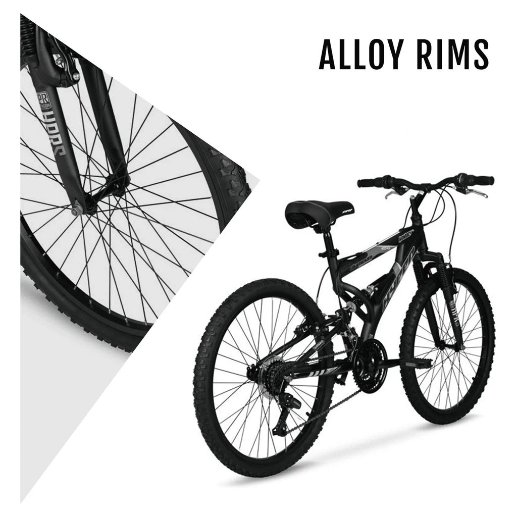 24" Hyper Bicycles Havoc Mountain Bike, Youth/Adult, Recommended Ages 10-14 Years Old, Black