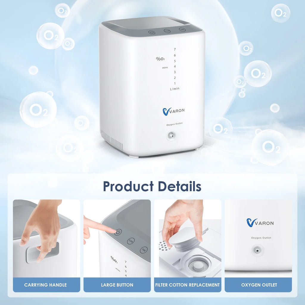 YANGKING Upgraded Oxygen Generator-Portable Machine Tube 7L, 93% Pure Oxygen , 1-7L/min Adjustable, Whisper Quiet, 72H Continuous Work, Remote Control, Sleep Mode