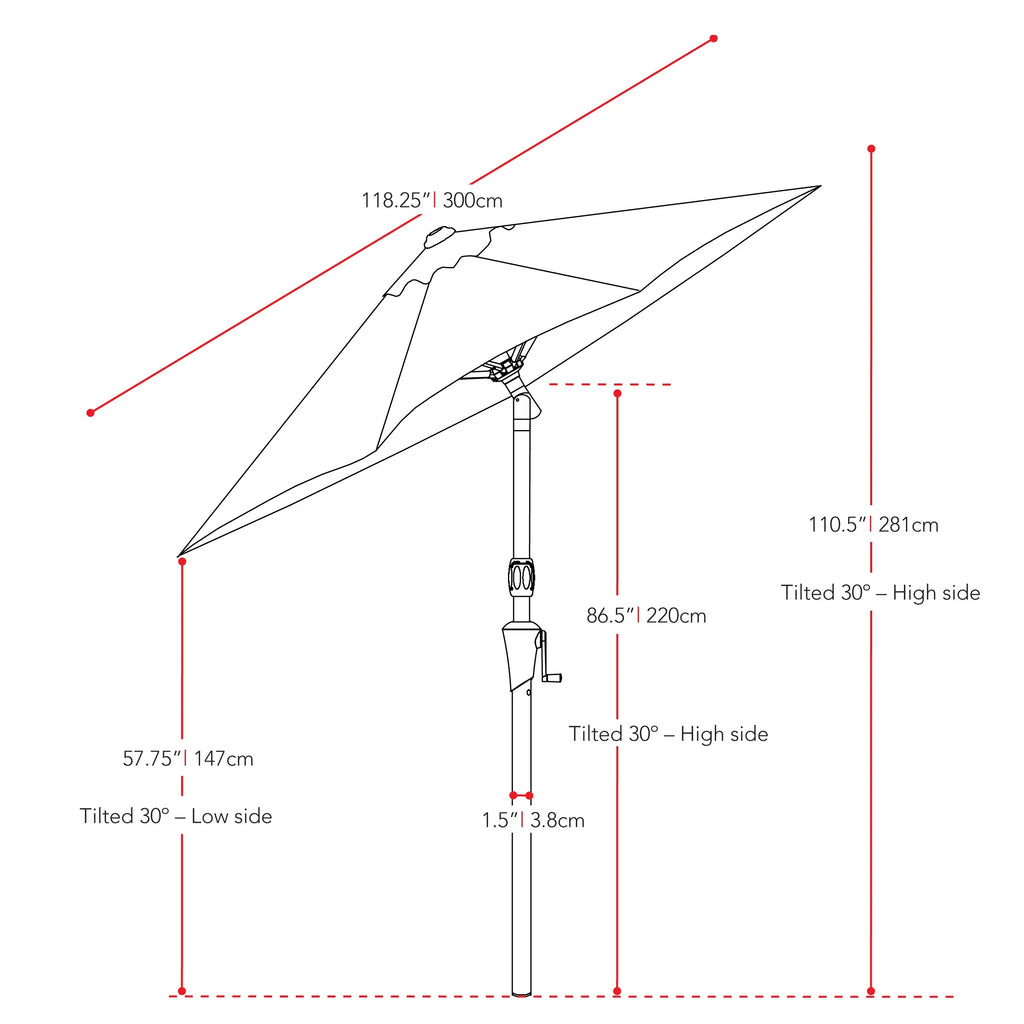 CorLiving 10 Foot Wind Resistant Patio Umbrella, Outdoor Parasol with Crank Tilt, Round Market Umbrella for Patio, Umbrella with Crank, Tilt Umbrella, Outdoor Umbrella, Turquoise