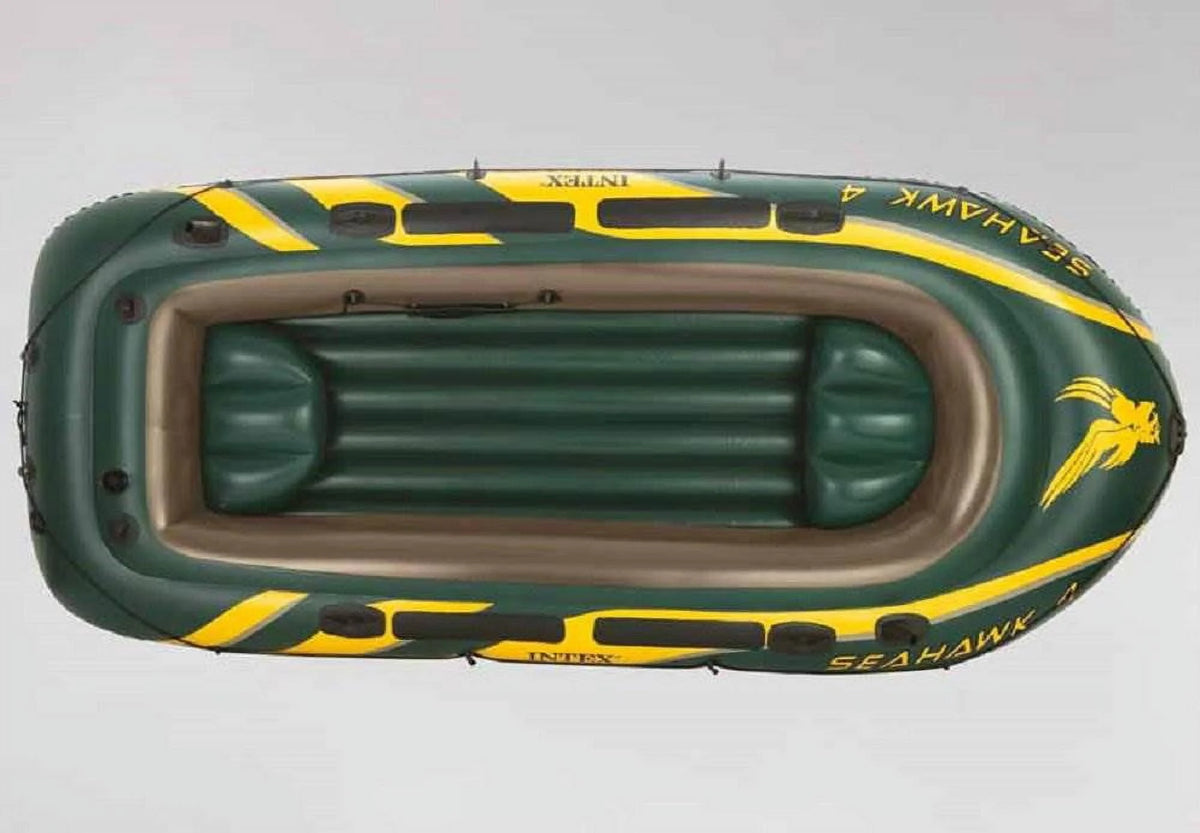 Intex Seahawk 4, 4 Person Inflatable Boat Raft Set with Oars & Air Pump