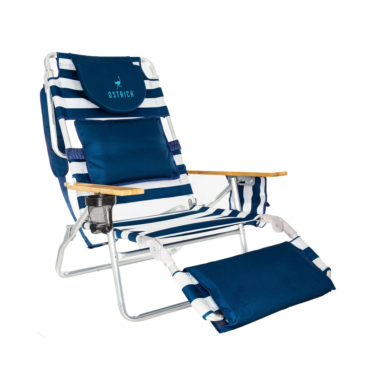 Ostrich Deluxe 3N1 Lightweight Outdoor Beach Lounge Chair w/Footrest, Pink