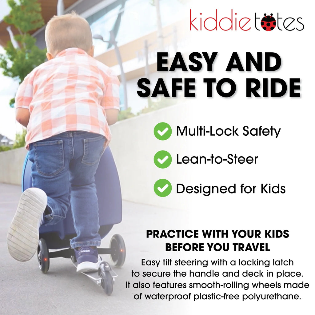 Kiddietotes Kid's Hard Shell Scooter Ride On Suitcase, Pink