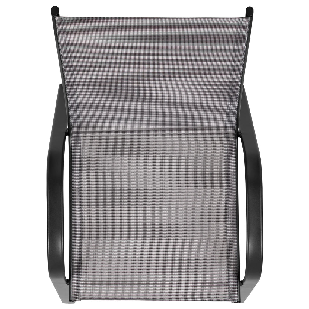 Flash Furniture Flash Furniture Brazos Series Outdoor Stackable Patio Chairs for Adults, Set of 4, Black