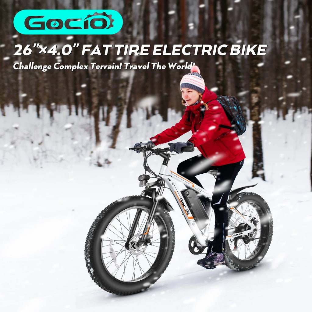 Gocio 26" 4.0 Fat Tire Electric Bike for Adults, 500W Motor, 48V 13Ah Battery, Lightweight Aluminum Alloy Frame, Max 22Mph Electric Mountain Bike Beach Snow Ebike for Men, Professional 7-Speed UL2849