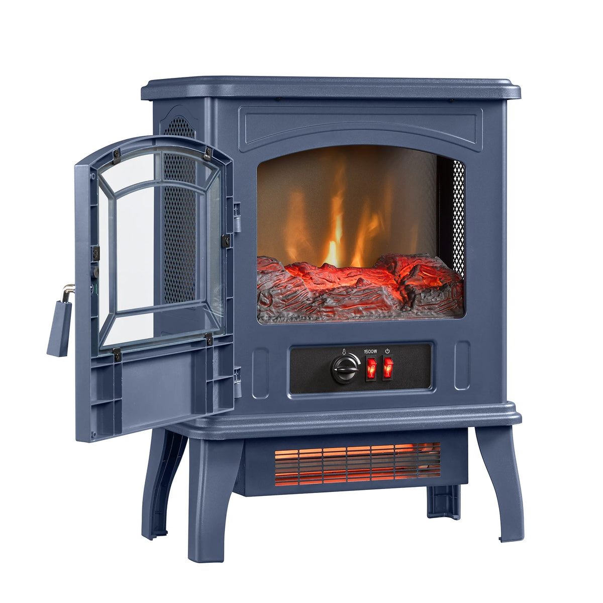 ClassicFlame 17.5"W Infrared Quartz Electric Stove Heater, Insignia Blue