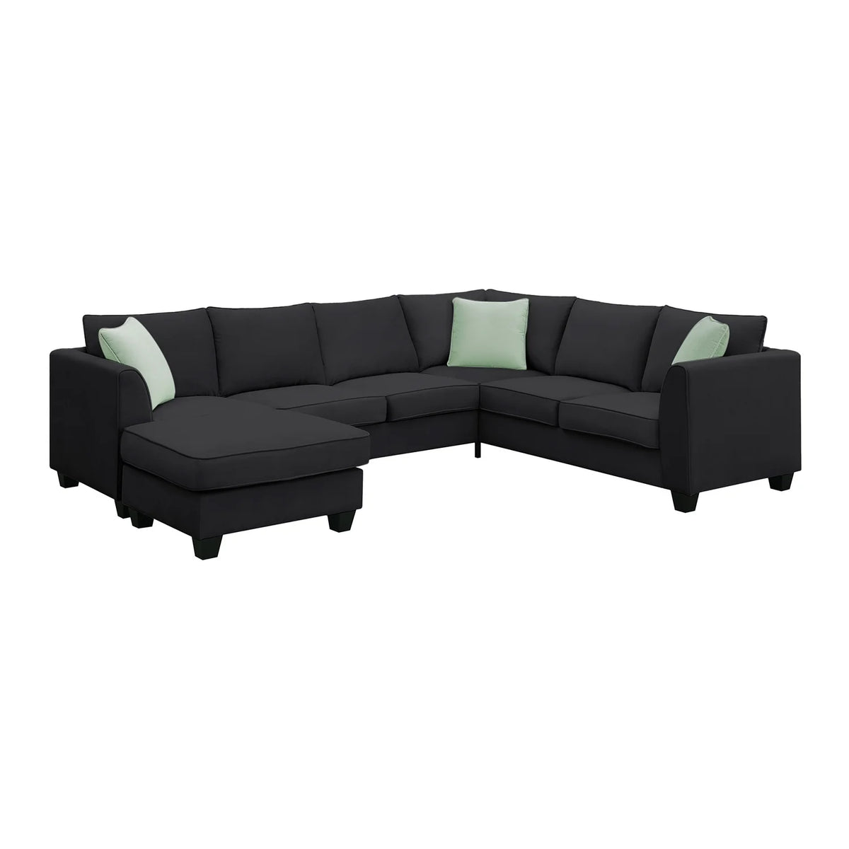 Harper & Bright Designs Modular Sectional Sofa with Ottoman Couch L Shape Corner Sofa Sets 7 Seats Fabric Couch for Living Room, Black, 112 * 87 inch