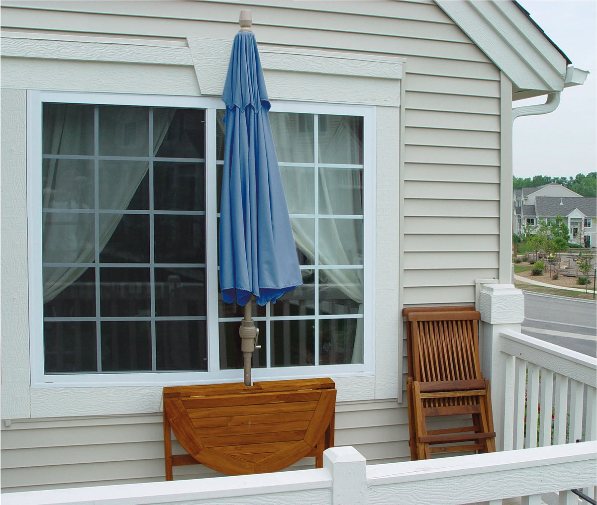 OFF-THE-WALL BRELLA Sunbrella Half Umbrella, 9'-Width, Teak Canopy