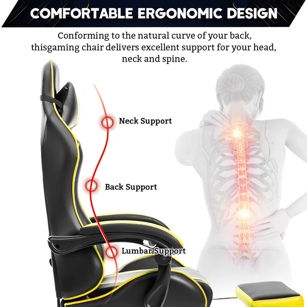 Gaming Chair with Massage Gamer Chair with 2D Armrests for Kids