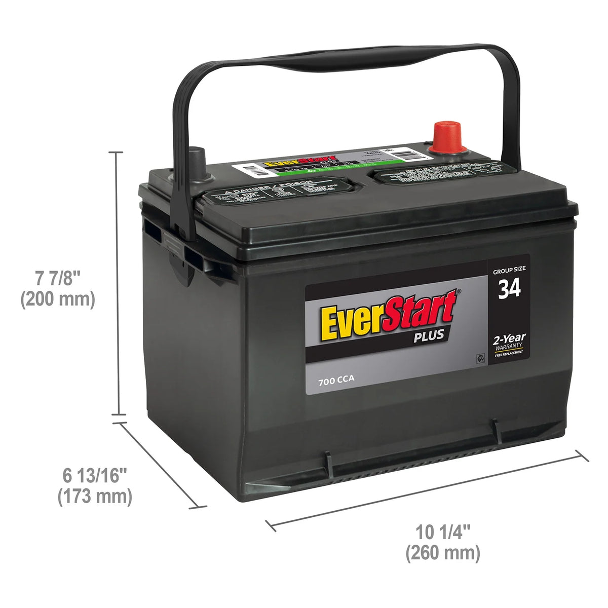 EverStart Plus Lead Acid Automotive Battery, Group Size 34 12 Volt, 700 CCA 120RC
