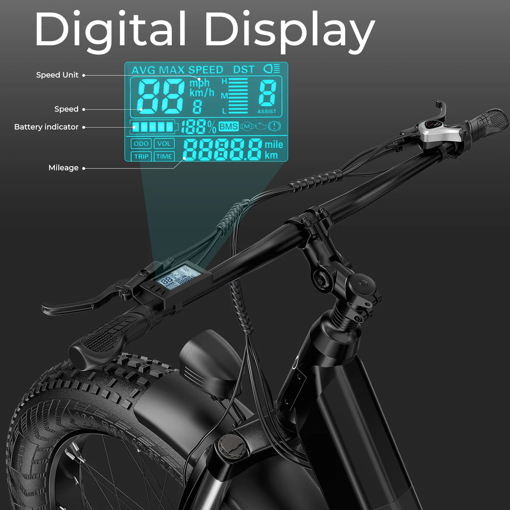 ANCHEER Electric Bike for Adults, 750W Ebike, 28MPH 60Miles Electric Mountain Bike, 26" Fat Tire Electric Bicycle with 48V 15AH Battery, Rear Rack, Lockable Suspension Fork,7 Speed, UL2849