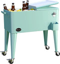 Dextrus 80 Quart Rolling Cooler Cart with Bottle Opener Drainage, Portable Patio Cooler Rolling on Wheels, Outdoor Rolling Beverage Cart Drink Cooler for Patio Pool Deck Party Cookouts