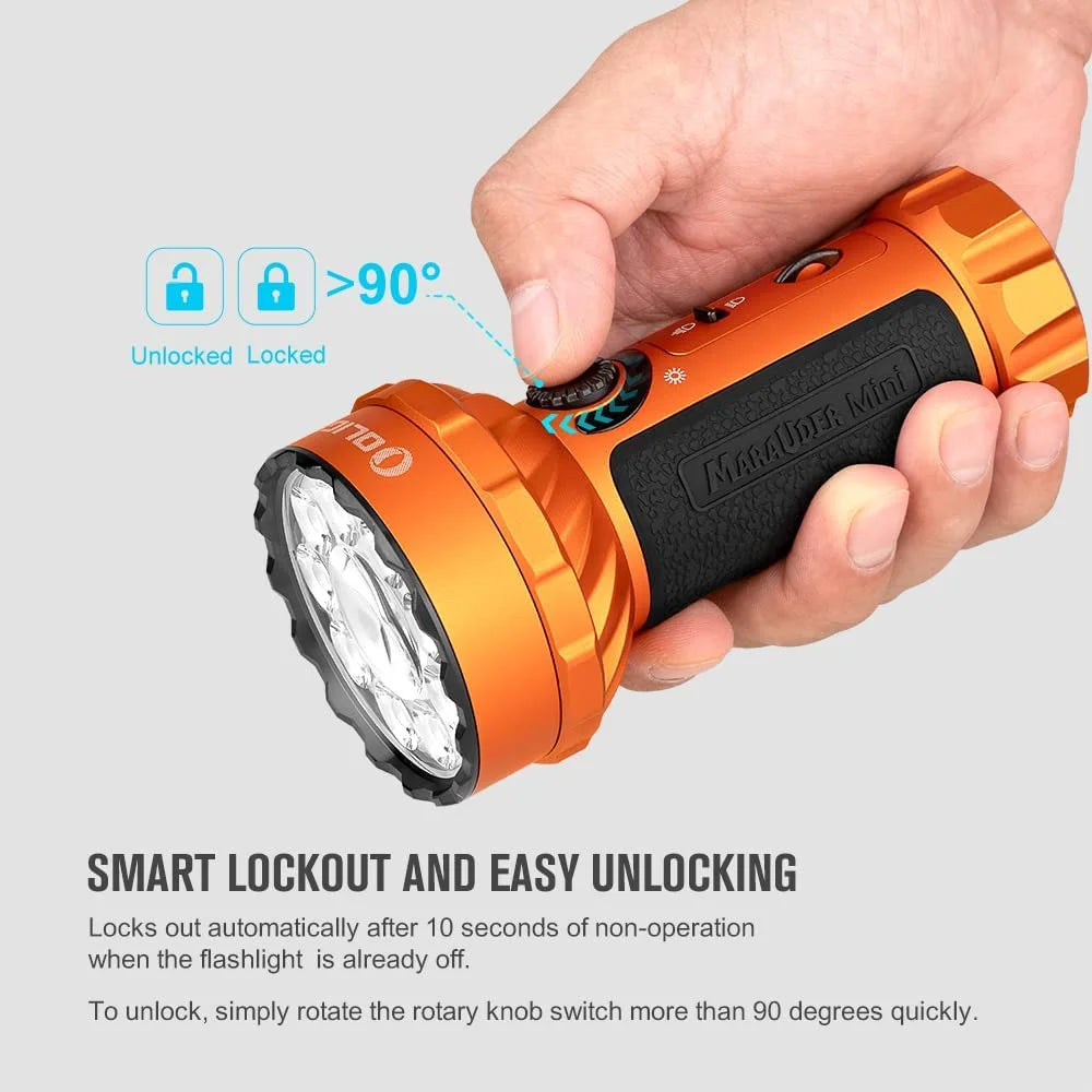 OLIGHT Marauder Mini 7,000 Lumens Bright Flashlight with 600 Meters Beam Distance, Powerful RGB Lights, Magnetic Rechargeable for Outdoors Work, Hunting, and Searching(Black)