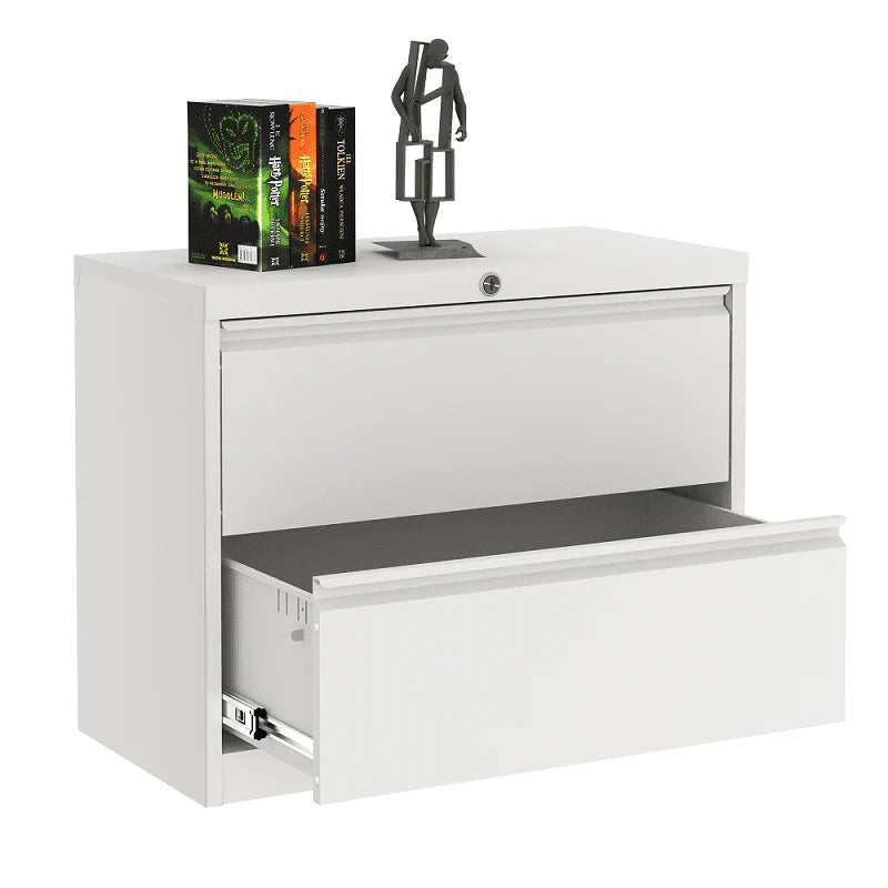 Supeer Four Drawer Metal Lateral File Cabinet, Storage White File Cabinet with Large Deep Drawers, Locking Wide File Cabinet for School, Office, Home,  Assembly Required