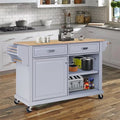 Rolling Kitchen Island with Storage, Utility Kitchen Trolley with Drop-Leaf Countertop, Mobile Kitchen Cart with 2 Drawers, 2 Cabinets and Adjustable Shelves for Dining Room, Kitchen