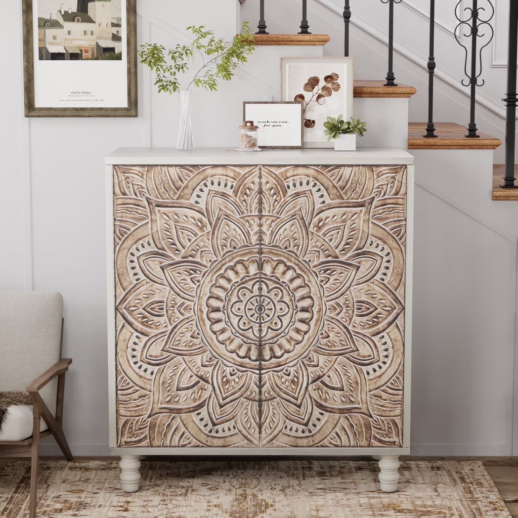 COSIEST Vintage Sideboard Cabinet, Farmhouse Buffet with Adjustable Shelf for Kitchen, Dining Room, Living Room