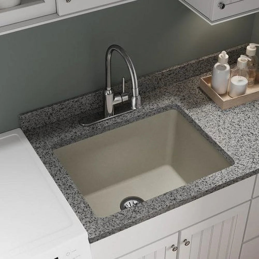 Elkay Quartz Classic 25" x 18-1/2" x 11-13/16", Undermount Laundry Sink with Perfect Drain, White