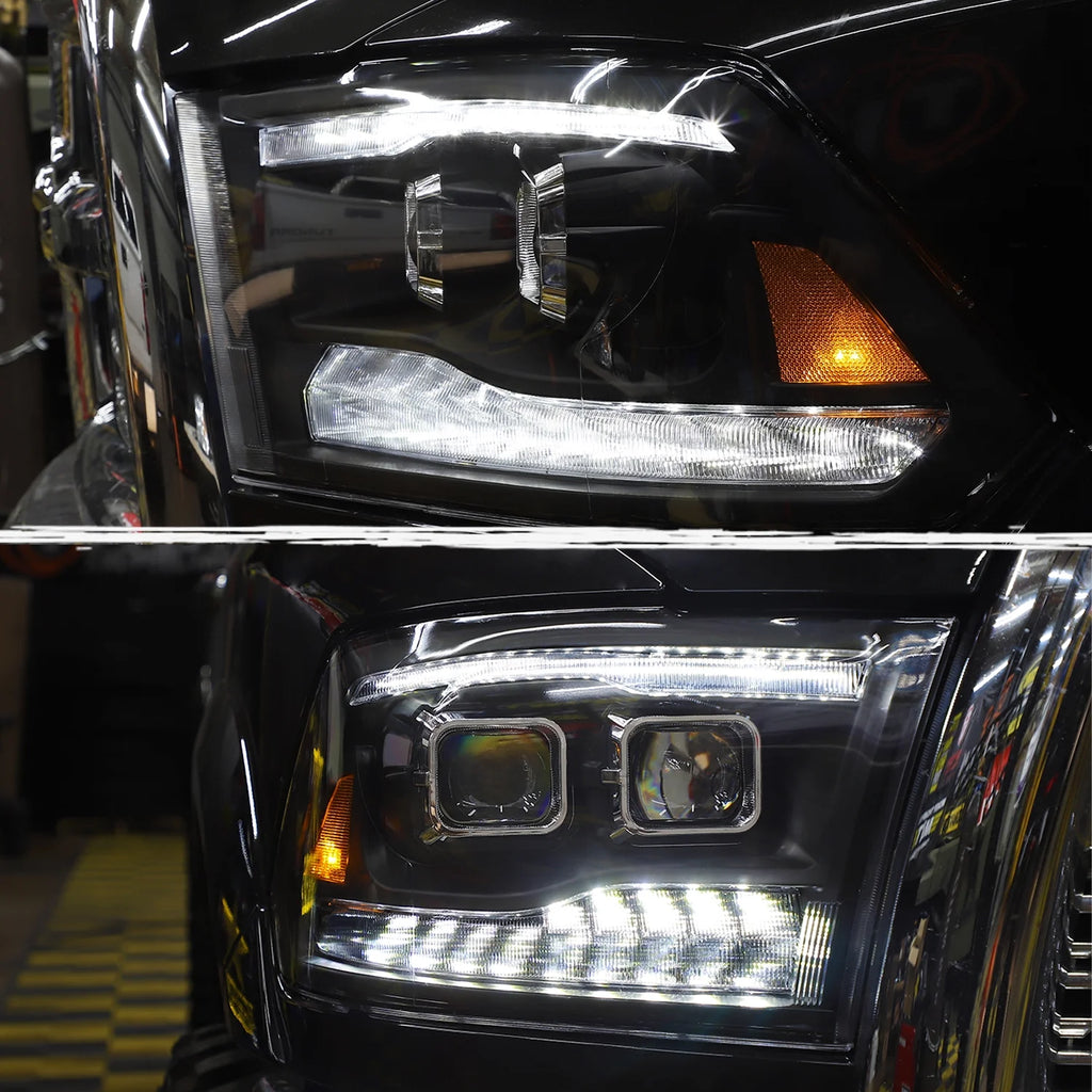 AKKON - [Factory Upgrade] For 09-18 Dodge Ram 1500 2500 3500 Dual Projector LED DRL Headlights With Light bulbs