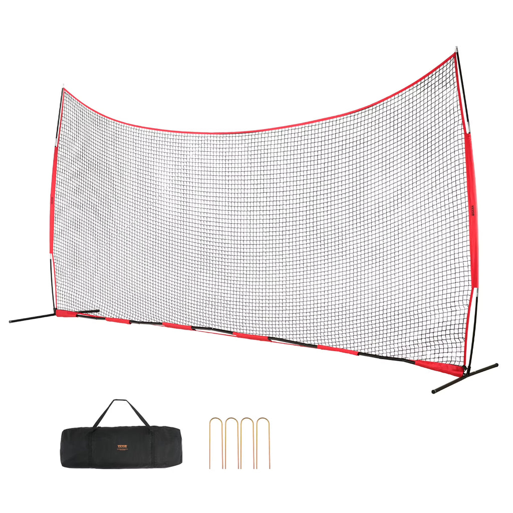 VEVOR Barricade Backstop Net, 20x10 ft Ball Sports Barrier Netting, Portable Practice Equipment with Carry Bag, Protection Screen for Baseball Softball Lacrosse Soccer Hockey Training, for Backyard