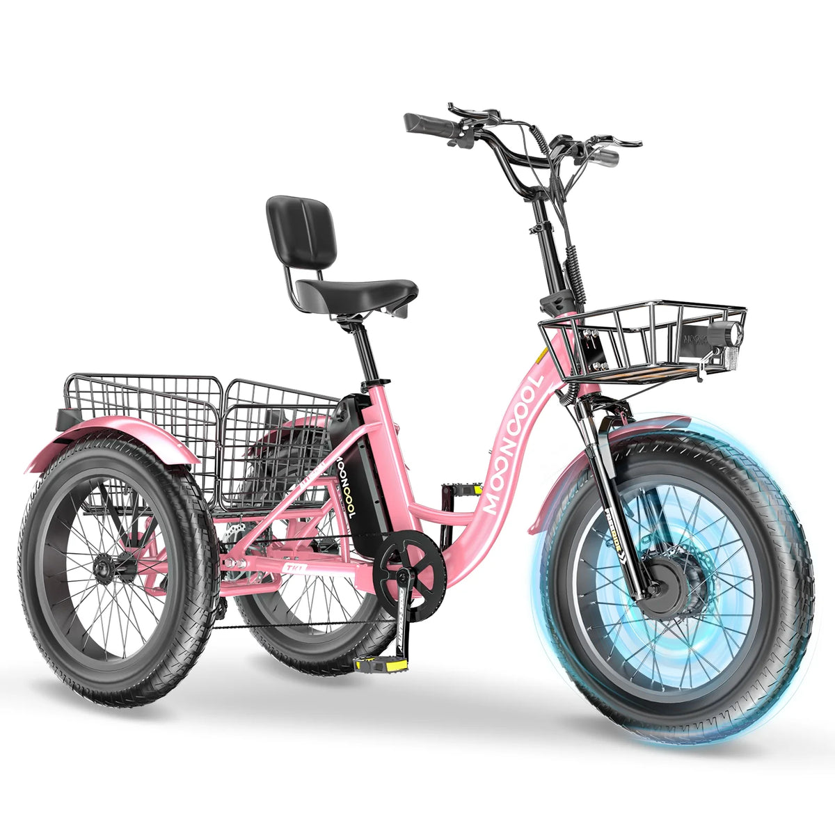 20" x 4" Fat Tire Electric Tricycle for Adult, 7 Speeds Electric Trike 48V 500W Motorized Tricycle , Electric Three Wheels Bicycle for Senior, Aluminum Frame & Rear Basket ,16mph