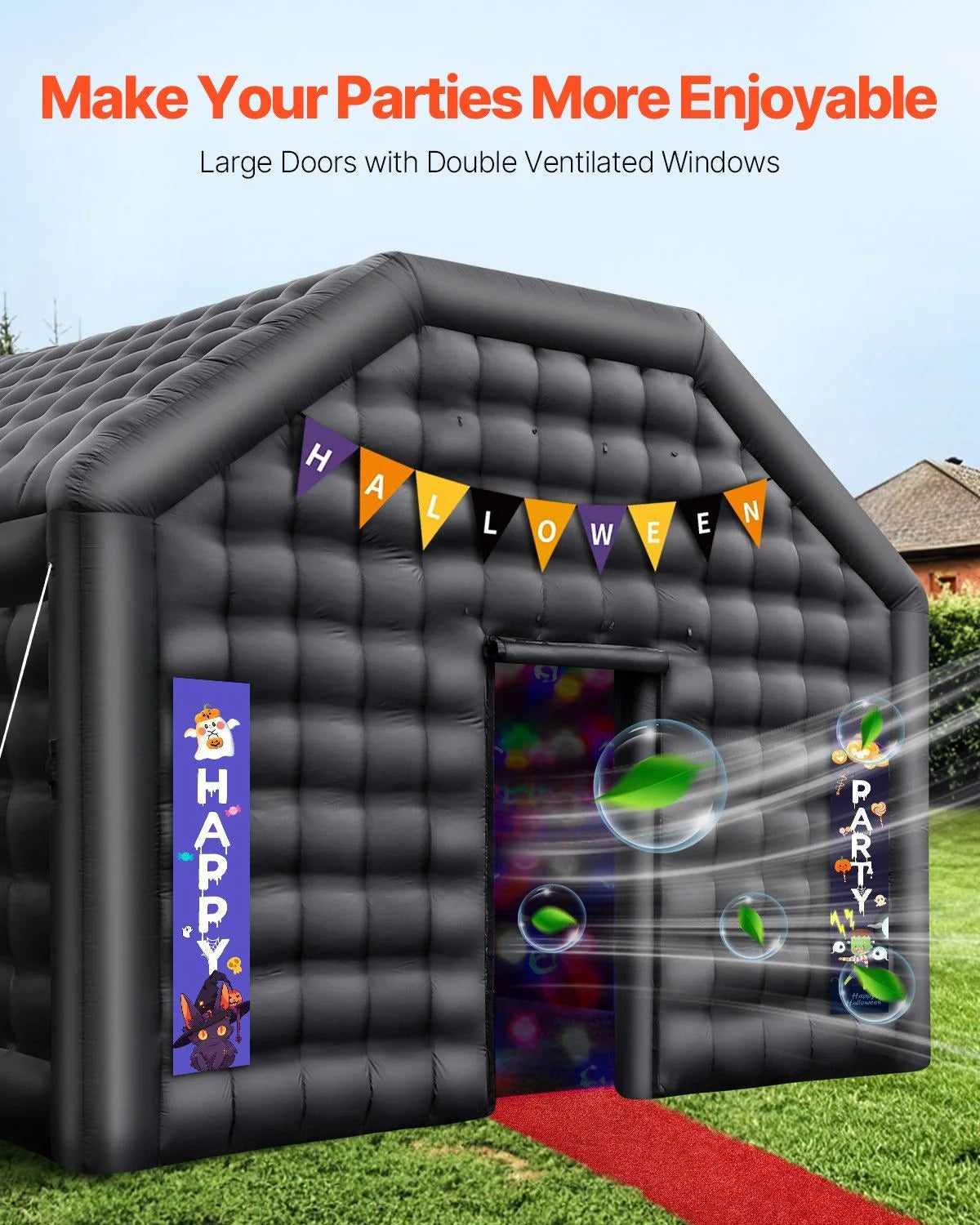 Inflatable Nightclub Tent - 12FT Tall Blow Up Party Shelter with Lights, Perfect for Festivals & Events