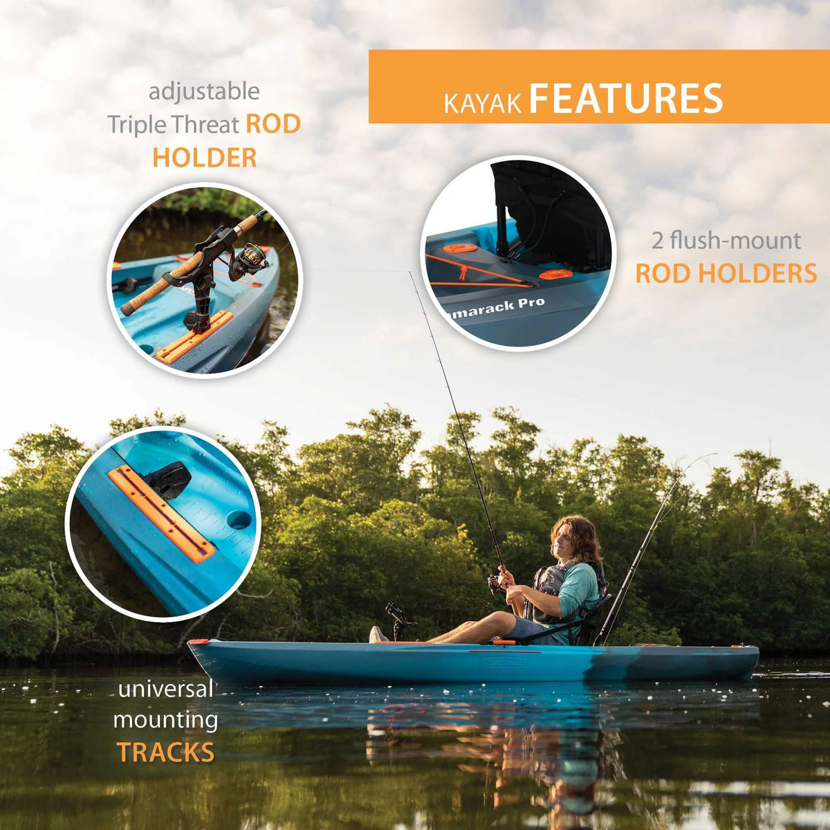 Lifetime Tamarack Pro 123 inch Sit-on-Top Kayak, Eclipse Fusion (91058)
