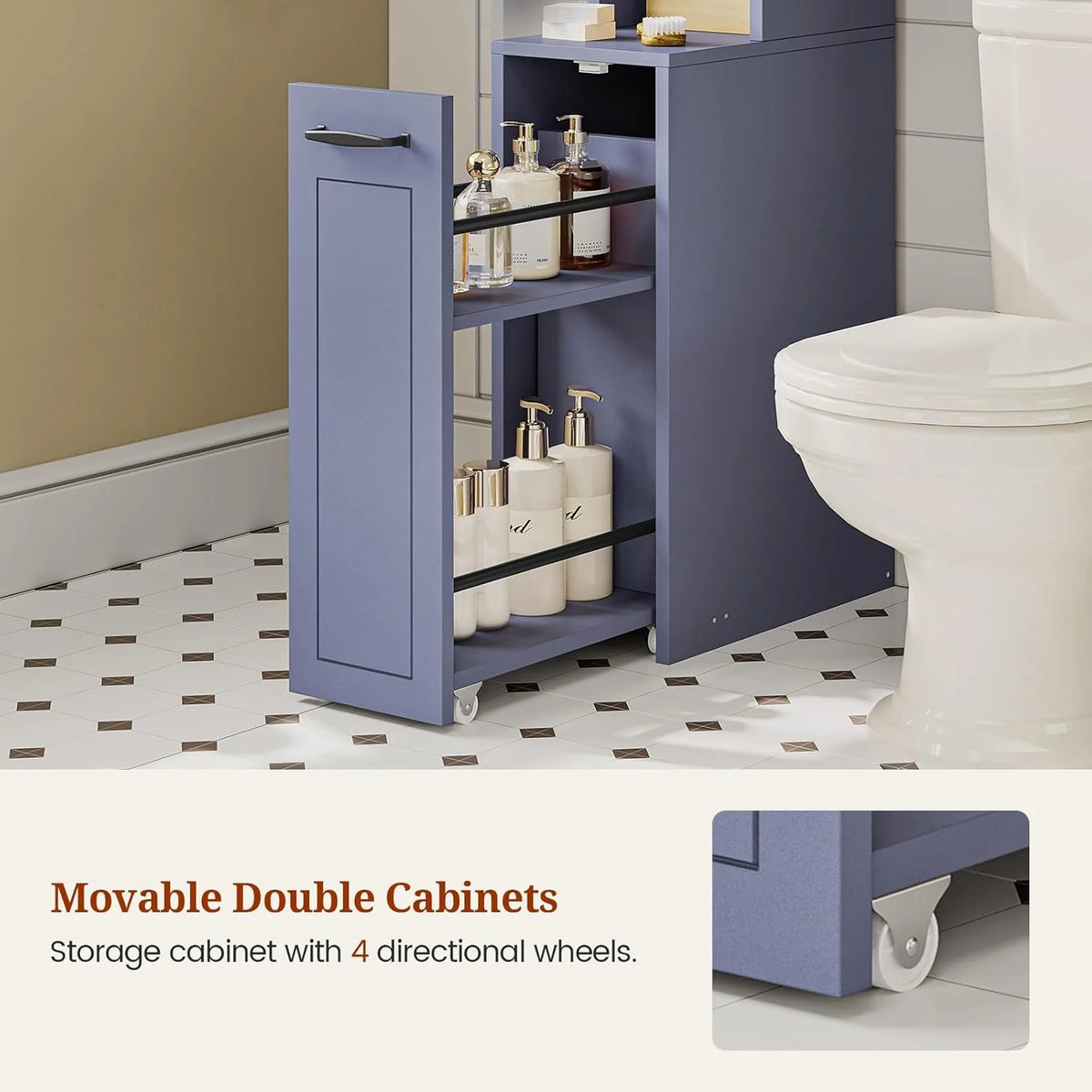 Frhnenha Over The Toilet Storage Cabinet with Pulley, Bathroom Storage Cabinet, with Adjustable Shelf and Open Shelf for Bathroom, Restroom, Laundry, White