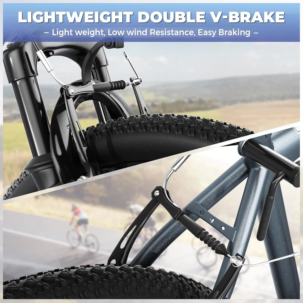 Outroad 26 Inch Mountain Bike, 7/21-Speed/High-Carbon Steel/Aviation Grade Frame, Dual Disc/V Brake, Adjustable Ergonomic Seat Bicycle for Men Women Adult, Quick Assembly in 20 Minutes