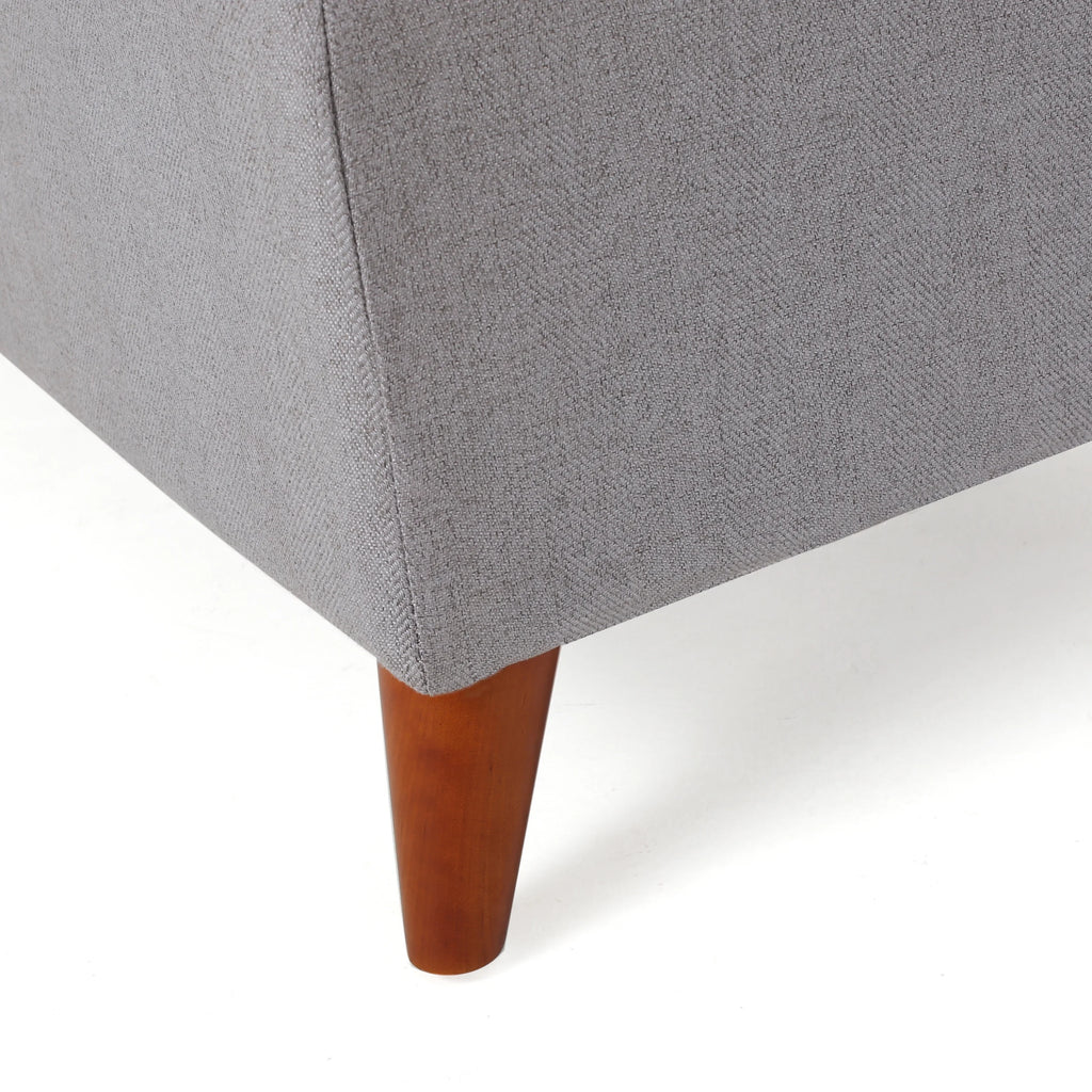 GDF Studio Valeno Mid Century Modern Fabric Tufted Storage Ottoman Bench, Light Gray and Light Brown