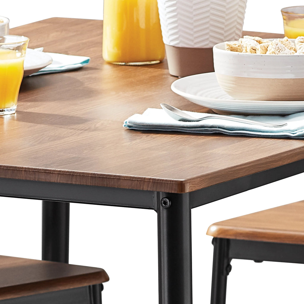 Mainstays 5-Piece Modern Wood & Metal Dining Room Set, Seats 4 for Indoor, Walnut Color