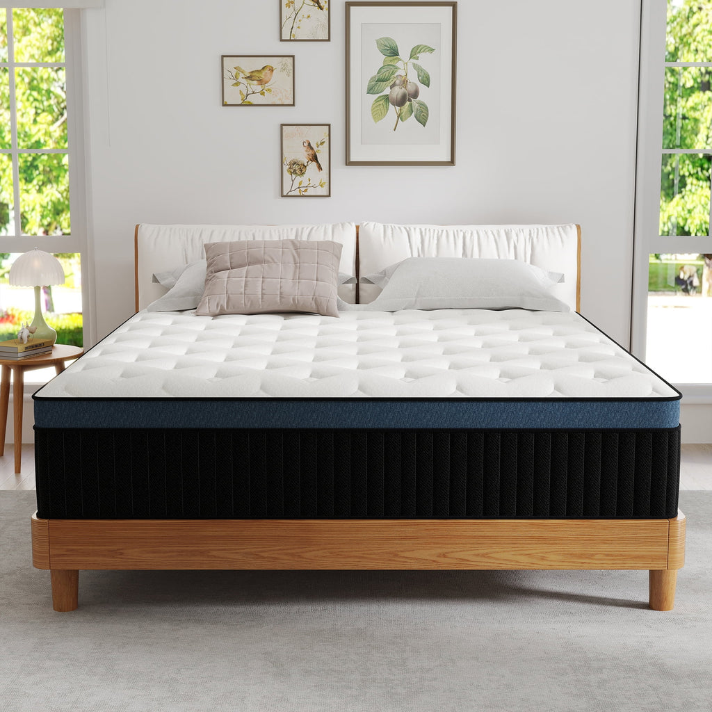 Kviwasha Queen Mattress 14 inch Memory Foam and Spring Hybrid Mattress in a Box Pressure Relief, Breathable