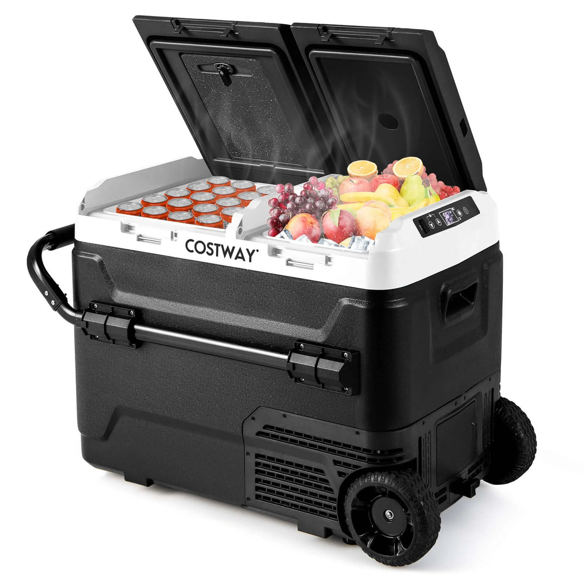 Costway Dual Zone 12V Car Refrigerator 53QT Portable Compressor Fridge Freezer (-4�H~68�H)  for RVs Black