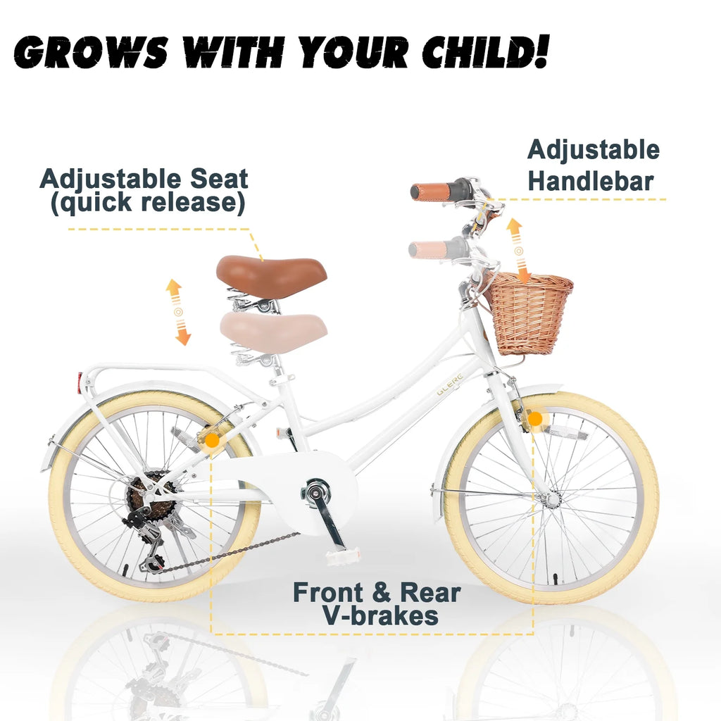 Glerc Missy 24" Girls Cruiser Bike 6-Speed Women's Hybird Bicycle for Ages 7-11 Years, Mint Green