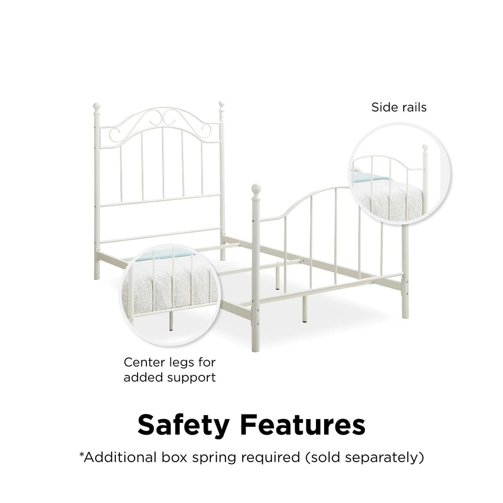 Mainstays Traditional Metal Bed Frame with Headboard and Footboard, Twin, White