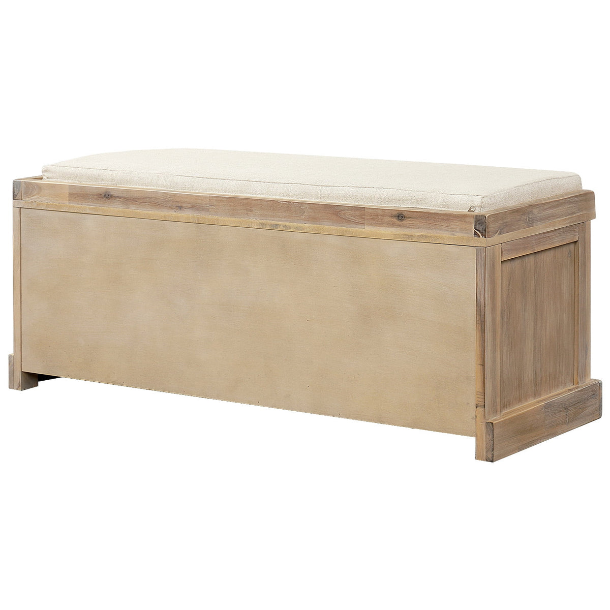 Entryway Storage Bench with 3 Woven Baskets and Removable Cushion, Entry Hallway Foyer Shoe Bench End of Bed Bench, Fully Assembled, 41.3" L x 15.7" W x 17" H (White&nbsp;Washed)