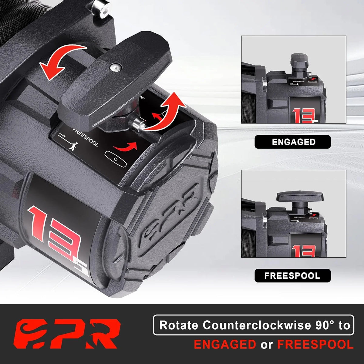 OPENROAD 13500 lb Recovery Winch with Synthetic Rope, 2 Wireless Controllers �C 12V Electric, IP68 Waterproof, Compatible with Jeep, SUV, Truck and Trailer - Panther Series 3S.