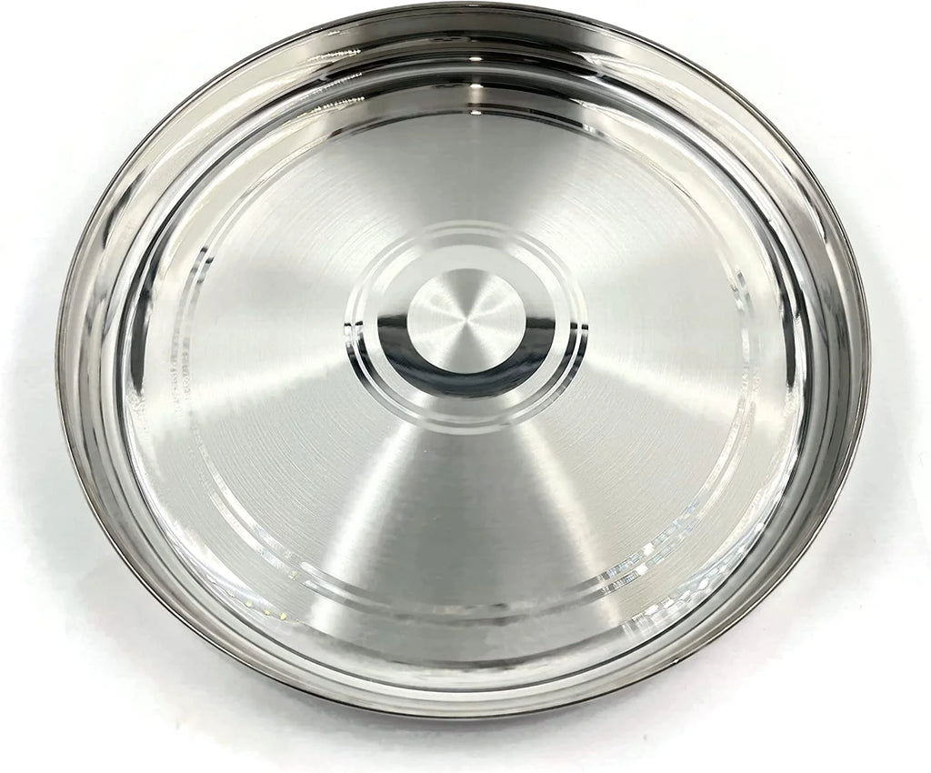 999 Pure Silver Hallmarked Light Weight Indian Dinner Thali - Style#03 Plate Diameter & Weight: 11.0 Inch Thali