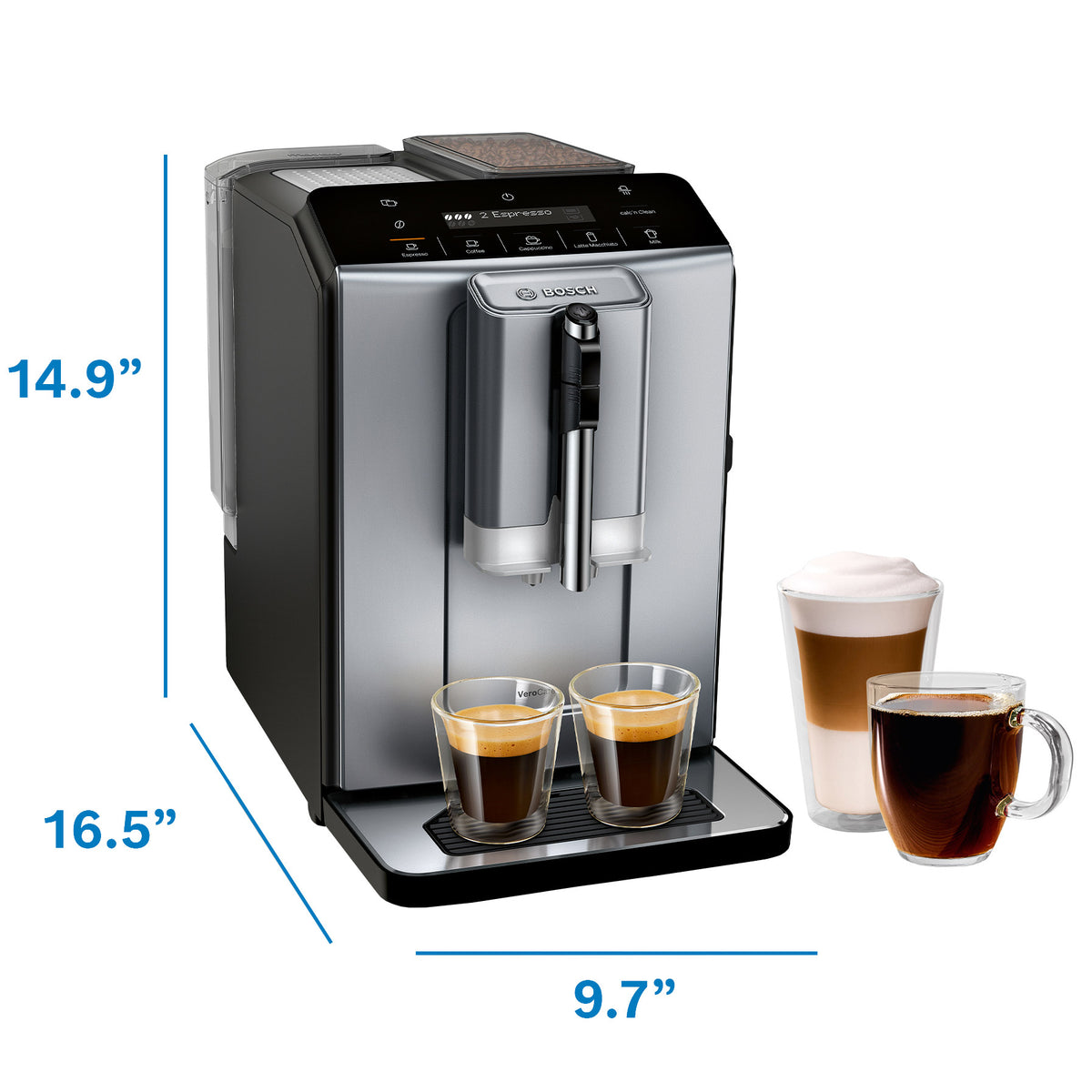 Bosch 300 Series Fully Automatic Espresso and Coffee Machine, Dark Silver