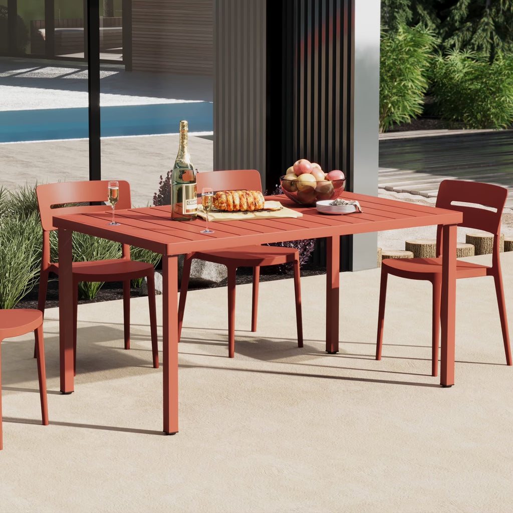 WestinTrends Playa 59" Iron Metal Outdoor Rectangular Patio Dining Table For 6, Olive Green