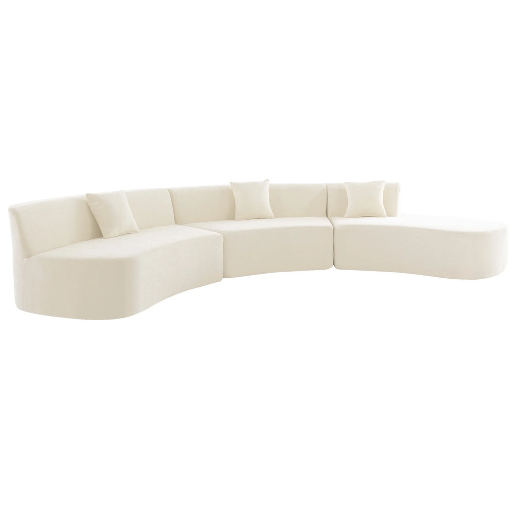 Harper & Bright Designs Modern Curved Floor Sofa Set, Modular Sectional Sponge Couch for Living Room, 2 PC Free Combination No Assembly Foam-Filled Sofa, Beige