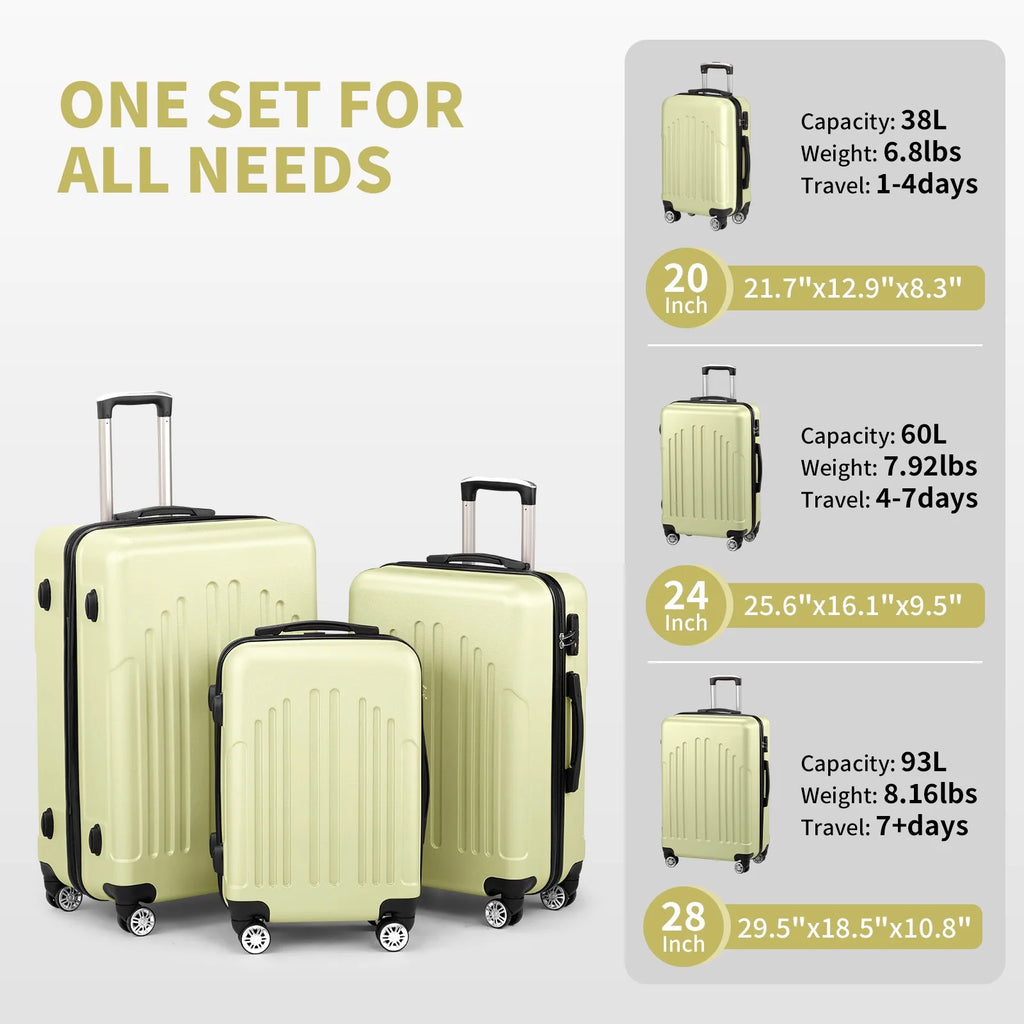 Zimtown 3 Piece Nested Spinner Suitcase Luggage Set With TSA Lock Royal Blue